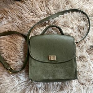 Gigi New York army green crossbody leather bag